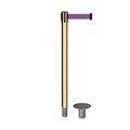 Montour Line Stanchion Belt Barrier Removable Base Pol.Brass Post 9ft.Purple Belt MX630R-PB-PE-90